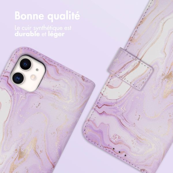 imoshion Étui de télephone portefeuille Design Apple iPhone 11 - Purple Marble