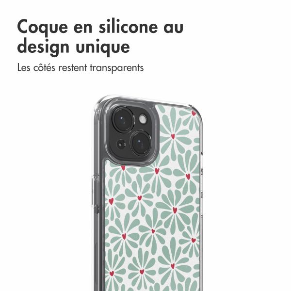 imoshion Coque Design Apple iPhone 15 - Bloom Love Sage Green
