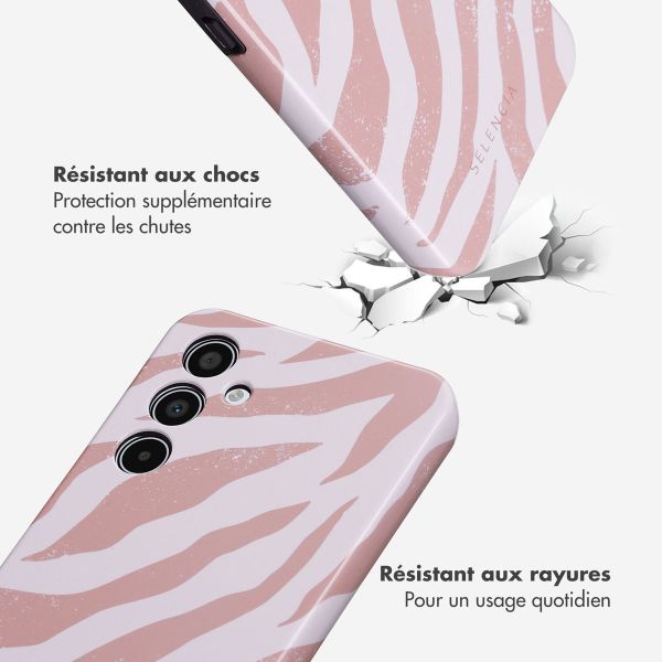 Selencia Coque arrière Vivid Tough Samsung Galaxy A35 - Colorful Zebra Old Pink