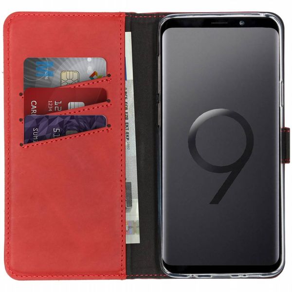 Selencia Étui portefeuille en cuir véritable Samsung Galaxy S9 Plus - Rouge