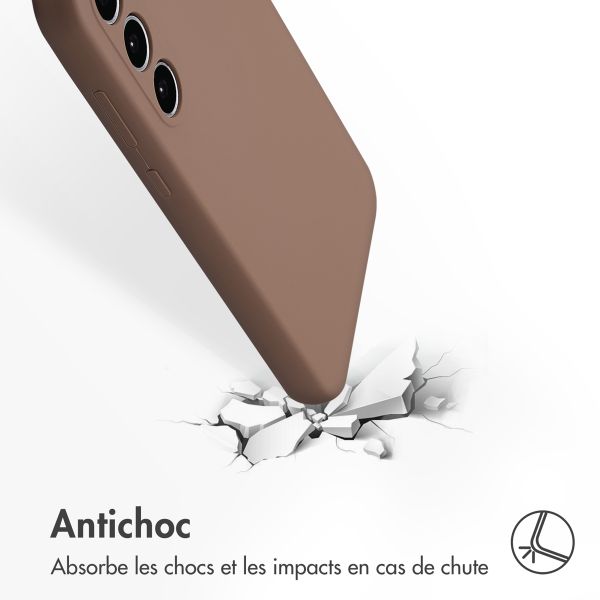 Accezz Coque Liquid Silicone Samsung Galaxy A35 - Marron clair