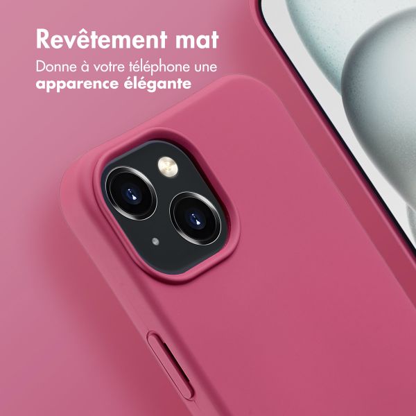 imoshion Coque arrière Color avec cordon amovible et MagSafe Apple iPhone 15 - Raspberry