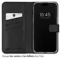 Selencia Étui portefeuille en cuir véritable Apple iPhone 15 Pro - Noir