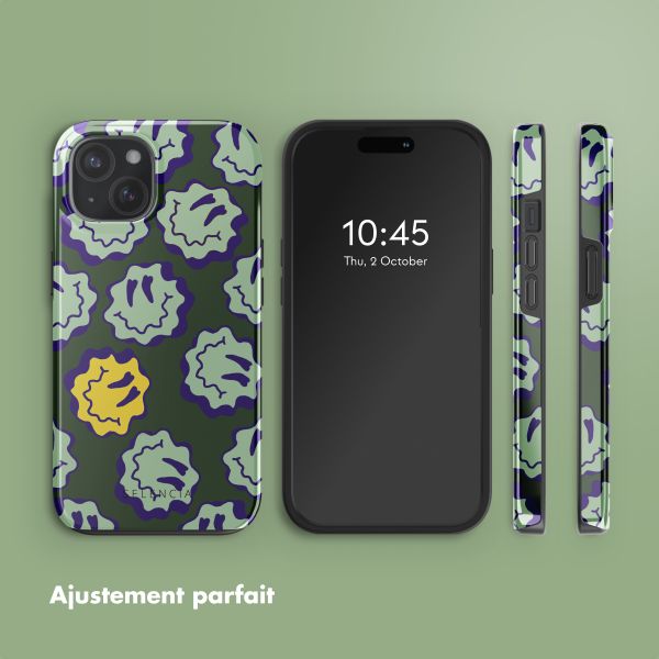Selencia Coque arrière Vivid avec MagSafe Apple iPhone 15 - Wavy Smiley Green
