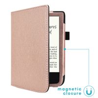 imoshion Étui de liseuse portefeuille en cuir végan Pocketbook Touch Lux 5 / HD 3 / Basic Lux 4 / Vivlio Lux 5 - Rose Doré