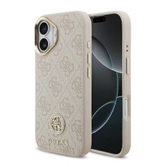 Guess Coque arrière en cuir avec logo Strass classique et MagSafe Apple iPhone 17 - Rose