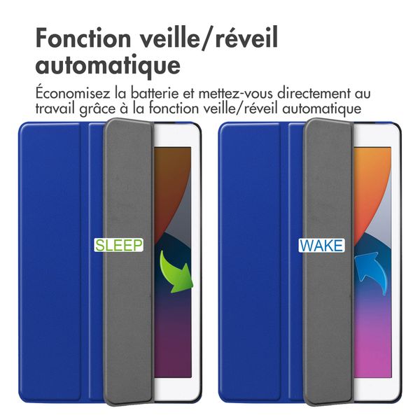 imoshion Coque tablette Trifold Apple iPad 9 (2021) 10.2 pouces / iPad 8 (2020) 10.2 pouces / iPad 7 (2019) 10.2 pouces - Cobalt Blue