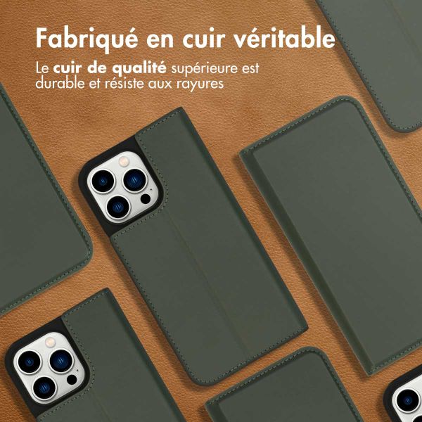 Accezz Étui de télephone Slim Folio en cuir de qualité supérieure Apple iPhone 14 Pro Max - Vert