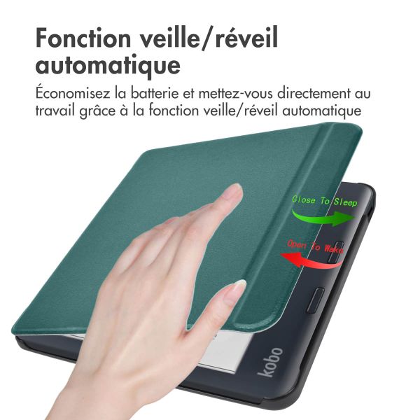 imoshion Étui de liseuse portefeuille Slim Hard Kobo Libra Colour - Vert foncé