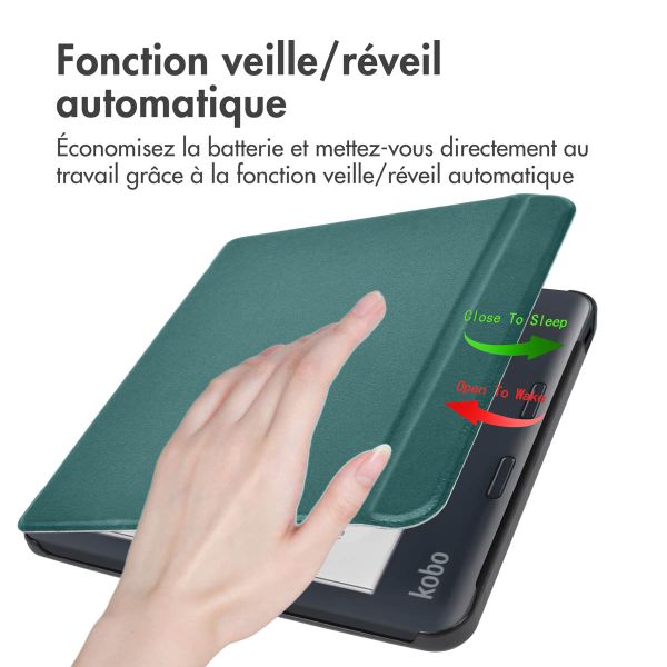 imoshion Slim Hard Sleepcover avec support Kobo Libra Colour - Vert foncé