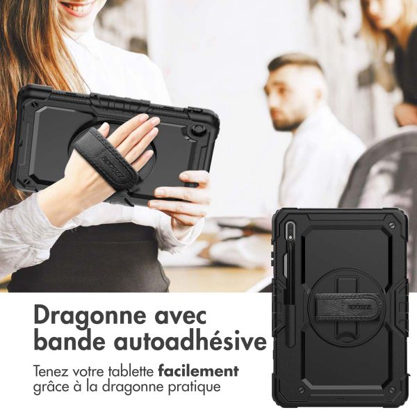 Accezz ﻿Coque arrière robuste avec bandoulière Samsung Galaxy Tab S8 Plus / S7 Plus / S7 FE - Noir