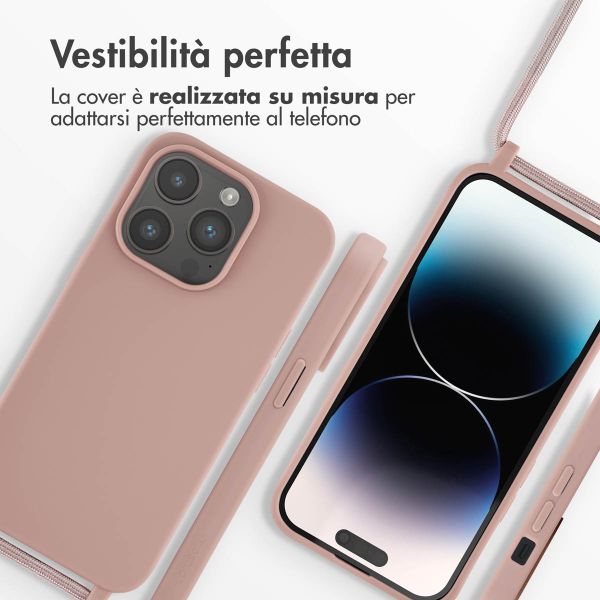 imoshion Coque en silicone avec cordon Apple iPhone 14 Pro - Sand Pink