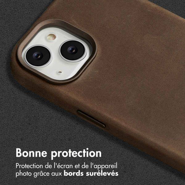 Accezz Coque MagSafe en cuir vintage Apple iPhone 14 - Rustic Brown