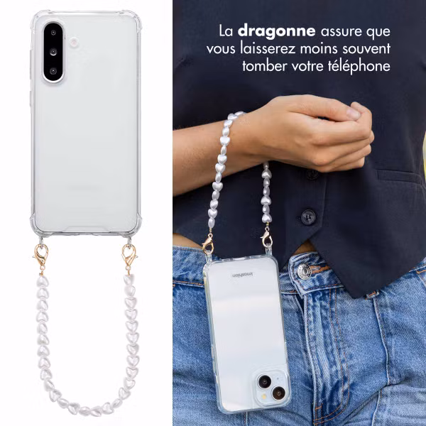 imoshion Coque avec dragonne + bracelet Samsung Galaxy A36 - Perles Cœurs