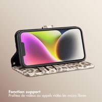 Selencia Étui de télephone portefeuille imprimé léopard Sabi Apple iPhone 14 / 13 - Soft Ivory