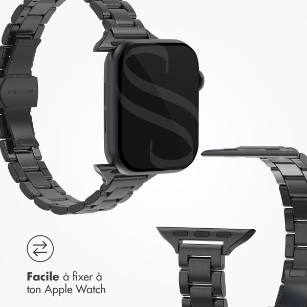 Selencia Bracelet à maillons fin en acier Apple Watch Series 1 á 9 / SE (38/40/41 mm) | Series 10 (42 mm) - Noir