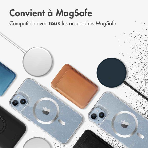 imoshion Coque arrière transparente Pailletée avec MagSafe Apple iPhone 14 - Argent