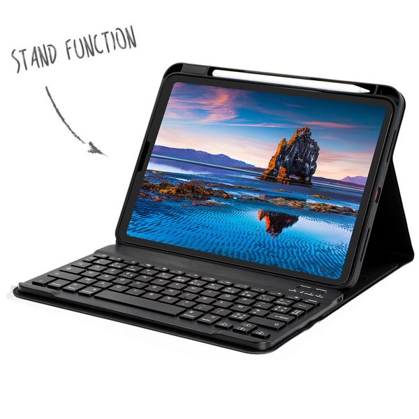 Accezz Étui de tablette portefeuille Bluetooth Clavier AZERTY Apple iPad 11 (2025) 11 pouces A16  / iPad 10 (2022) 10.9 pouces - Noir