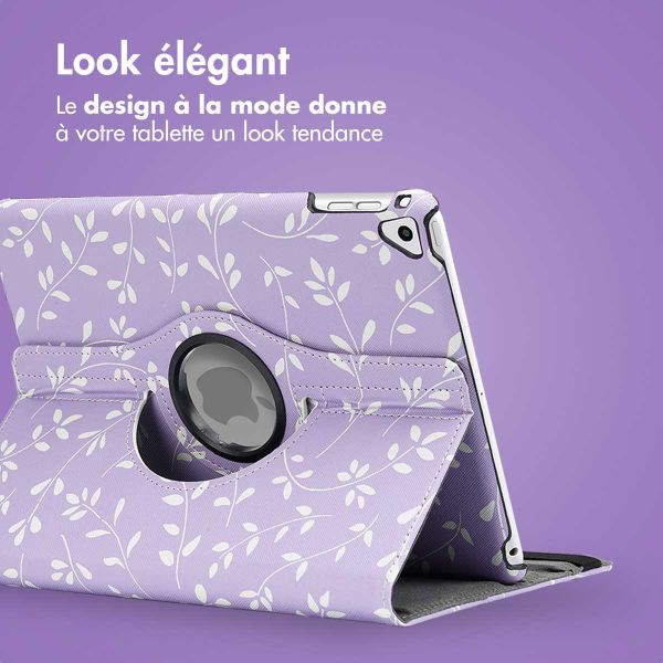imoshion Coque tablette Design rotatif à 360° Apple iPad 6 (2018) 9.7 pouces / iPad 5 (2017) 9.7 pouces / Air 2 (2014)/Air 1 (2013) - Lavender Flowers