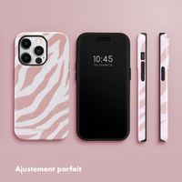 Selencia Coque arrière Vivid Tough iPhone 14 Pro - Colorful Zebra Old Pink