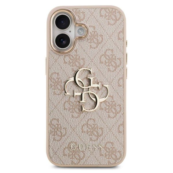Guess Coque 4G Metal Logo Backcover Apple iPhone 17 - Gold Edge - Pink