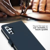 Selencia Étui portefeuille en cuir véritable Samsung Galaxy A54 (5G) - Bleu