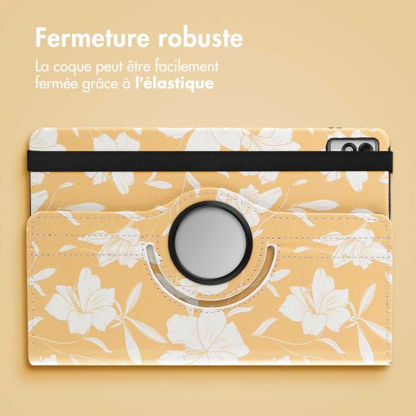 imoshion Coque tablette Design rotatif à 360° Lenovo Tab M10 5G - Yellow Flowers