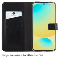 Selencia Étui portefeuille en cuir véritable Samsung Galaxy S25 FE - Noir