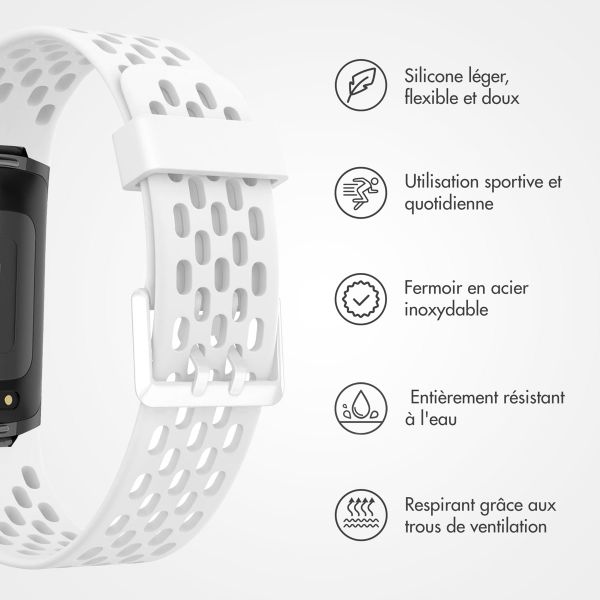 imoshion Bracelet de sport en silicone avec trous Fitbit Charge 5 / Charge 6 - Blanc