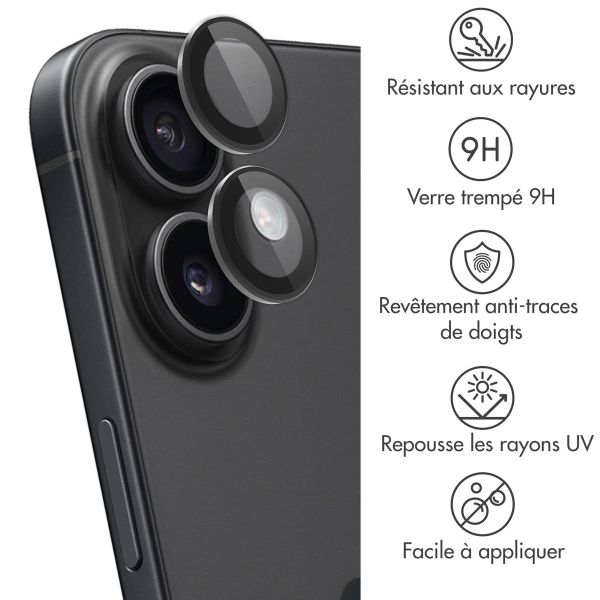 imoshion Lot de 2 protections d'objectif de caméra Apple iPhone 17 / 16 / 16 Plus - Noir