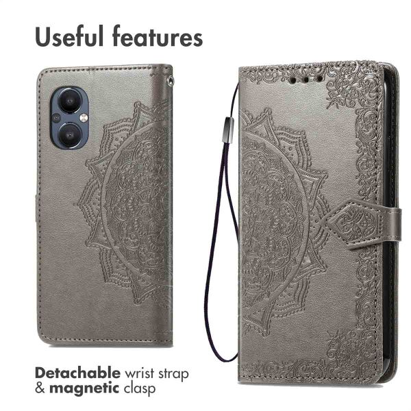 imoshion Etui de téléphone portefeuille Mandala Oppo Reno8 Lite - Gris