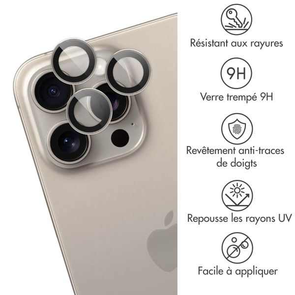 imoshion Lot de 2 protections d'objectif de caméra Apple iPhone 15 Pro / 15 Pro Max - Natural Titanium