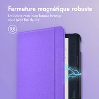 imoshion Étui de liseuse portefeuille Canvas Sleepcover avec support Kobo Libra Colour - Violet