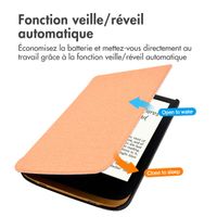 imoshion Étui de liseuse portefeuille Canvas Sleepcover Pocketbook Touch Lux 5 / HD 3 / Basic Lux 4 / Vivlio Lux 5 - Peach