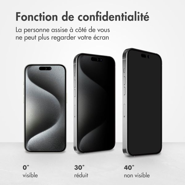 Accezz Protection d'écran en verre trempé Privacy Apple iPhone 15 Pro Max