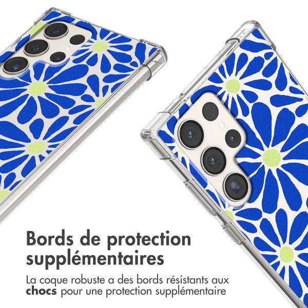 imoshion Coque Design avec cordon Samsung Galaxy S23 Ultra - Cobalt Blue Flowers Connect