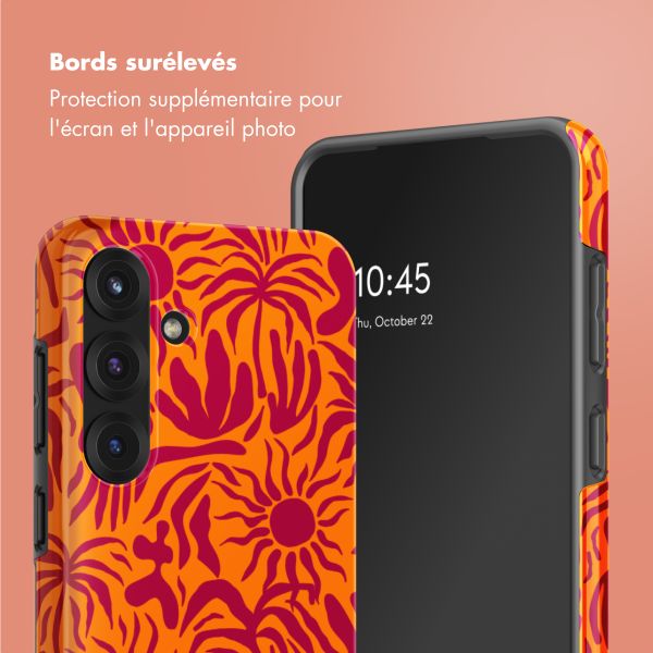 Selencia Coque arrière Vivid Tough Samsung Galaxy S25 - Tropical Vibes Apricot