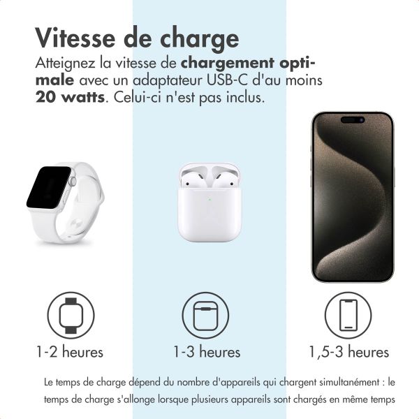 Accezz Chargeur sans fil pliable 3-in-1 MagSafe - 20W - Noir
