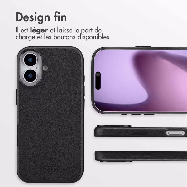 Accezz Coque arrière en cuir avec MagSafe Apple iPhone 17 - Onyx Black