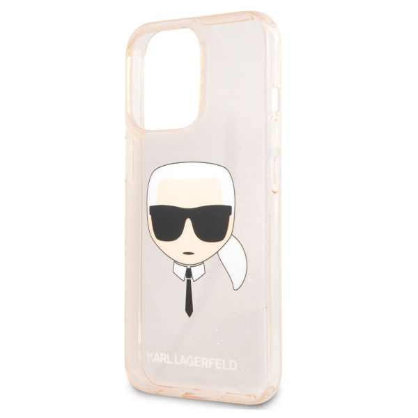 Karl Lagerfeld Coque arrière Karl's Head Silicone Glitter iPhone 13 Pro - Transparent Dorée