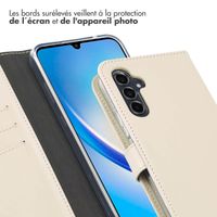 Selencia Étui portefeuille en cuir véritable Samsung Galaxy A34 (5G) - Greige