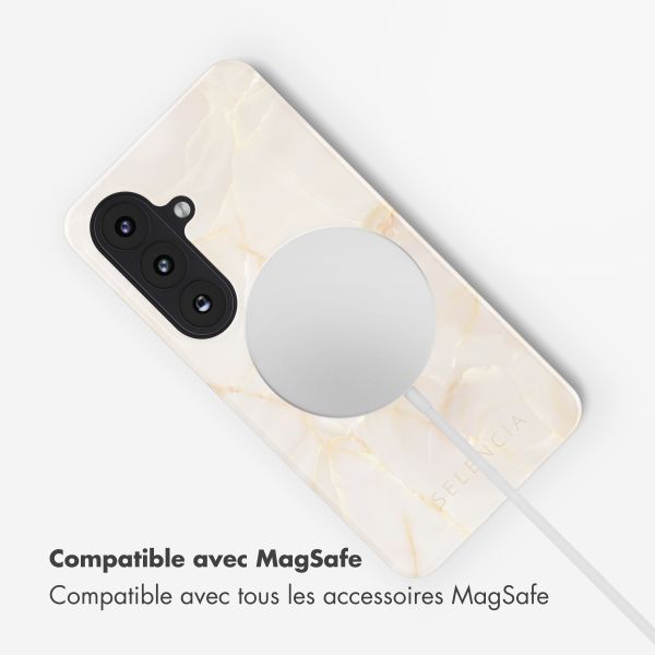 Selencia Coque arrière Vivid avec MagSafe Samsung Galaxy S26 Plus - Golden Beige Marble