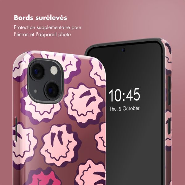 Selencia Coque arrière Vivid avec MagSafe Apple iPhone 13 - Wavy Smiley Pink