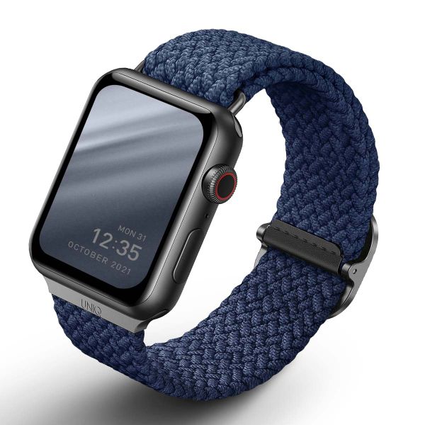 Uniq Bracelet tressé Aspen Apple Apple Watch Series 1 á 9 / SE (38/40/41 mm) | Series 10 (42 mm) - Bleu Oxford