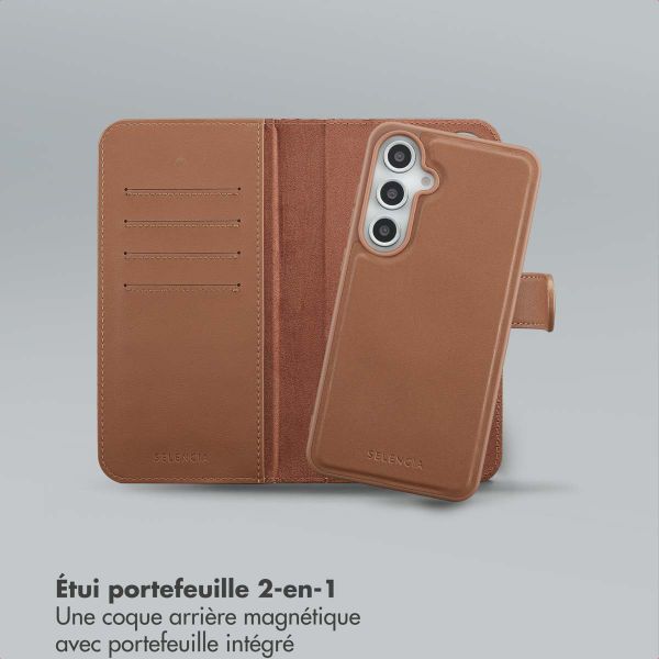 Selencia Étui portefeuille amovible Olyn avec MagSafe Samsung Galaxy S24 FE - Marron