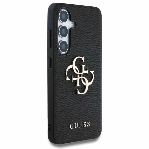 Guess Coque 4G Metal Logo Saffiano Samsung Galaxy S25 - Noir