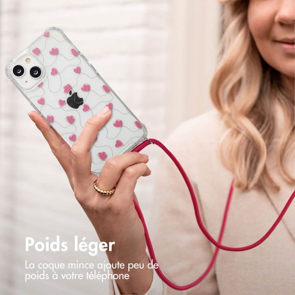 imoshion Coque Design avec cordon Apple iPhone 14 - Dusty Rose Connected Hearts