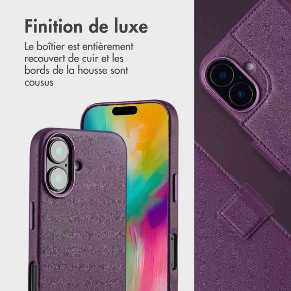 Accezz Étui de télephone portefeuille en cuir 2-en-1 avec MagSafe Apple iPhone 16 - Heath Purple