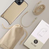 Selencia Coque arrière avec cordon et porte-cartes Nova iPhone 14 - Beige