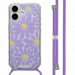 imoshion Coque Design avec cordon Apple iPhone 16 - Tropical Violet Flowers Connect